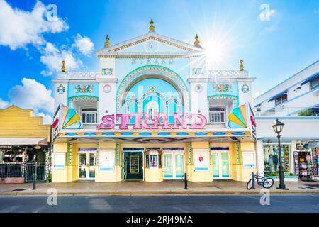 A stunning view of the Strand Theater on Duval Street in Key West, Florida Stock Photo