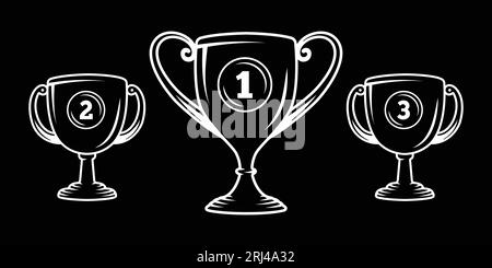 Trophy logo design template. Set of trophies. Vector and illustration. Stock Vector