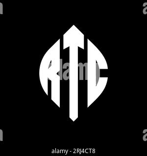 RTC circle letter logo design with circle and ellipse shape. RTC ellipse letters with typographic style. The three initials form a circle logo. RTC Ci Stock Vector