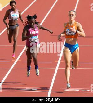 Budapest,HUN,  20 Aug 2023  Kyra Constantine(CAN) (L) Lynne Orby-Jackson (USA) (C) Lieke  Klaver (NED) in action during the World Athletics Championships 2023 National Athletics Centre Budapest at National Athletics Centre Budapest Hungary on August 20 2023 Alamy Live News Stock Photo