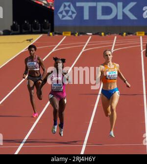 Budapest,HUN,  20 Aug 2023  Kyra Constantine(CAN) (L) Lynne Orby-Jackson (USA) (C) Lieke  Klaver (NED) in action during the World Athletics Championships 2023 National Athletics Centre Budapest at National Athletics Centre Budapest Hungary on August 20 2023 Alamy Live News Stock Photo