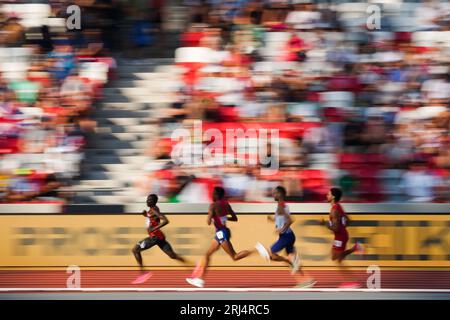 Budapest, Hungary. 20th Aug, 2023. Athletes compete after the Men's 1500m Semifinal of the World Athletics Championships Budapest 2023 in Budapest, Hungary, Aug. 20, 2023. Credit: Zheng Huansong/Xinhua/Alamy Live News Stock Photo