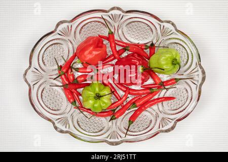 Hot and spicy Scotch Bonnet and Thai Chili Peppers Stock Photo