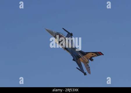 ESKISEHIR, TURKIYE - SEPTEMBER 18, 2022: Turkish Air Force General Dynamics F-16C Fighting Falcon (4R-23) display in Sivrihisar SHG Airshow Stock Photo