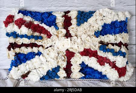 Union jack  floral  display  celebration the  queen and  king  jubilee and  coronation Stock Photo