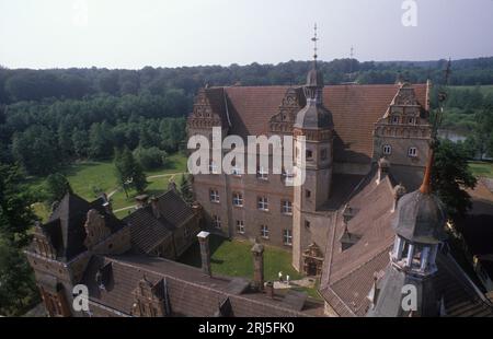 Boitzenburg, East Germany 6th June 1990.  Boitzenburg Castle grounds.  Count Adolf-Heinrich Graf von Arnim / Adolf-Heinrich Count von Arnim-Boitzenburg returns to the family estate and Boitzenburg castle for the first time, to claim back his inheritance from East Germany government.  1990s HOMER SYKES Stock Photo