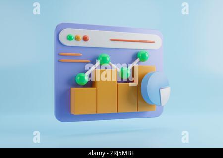 A 3D illustration of a business chart pie interface icon on a blue background Stock Photo