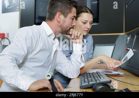portrait of pleasant employees working together Stock Photo