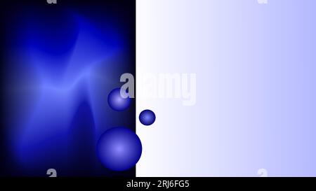 Bluish white light effect side frame with 3D spheres with blue gradient copy space background Stock Vector