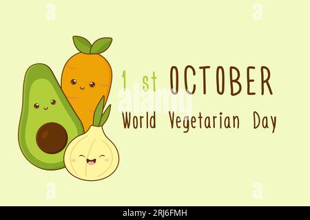 eat plants not friends, 1 october world veggie day, vegetables, lettering Stock Vector