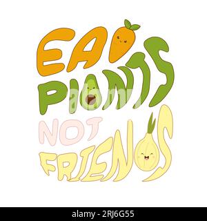 eat plants not friends, 1 october world veggie day, vegetables, lettering Stock Vector