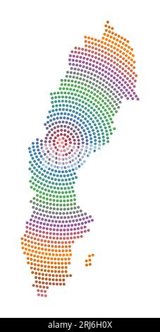 Sweden dotted map. Digital style shape of Sweden. Tech icon of the country with gradiented dots. Appealing vector illustration. Stock Vector