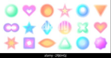 Blurred gradient shapes. Minimalist y2k aesthetic heart, retro