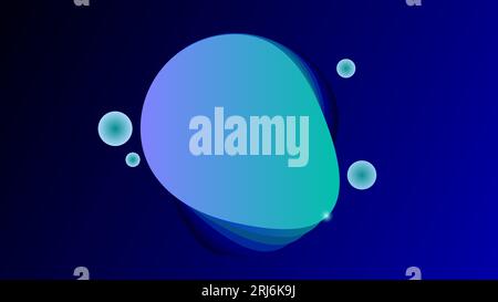 Overlay irregular blue green circle frames over dark blue background Stock Vector