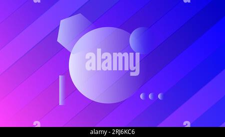 Transparent glowing circle frame with geometric shape elements over a diagonal blue gradient background. Stock Vector