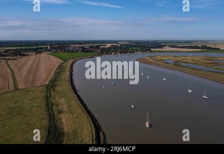 View along coast with Quay at Orford and river Alde ,Suffolk, England,Europe Stock Photo