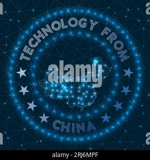 Technology From China. Futuristic geometric badge of the country. Technological concept. Round China logo. Vector illustration. Stock Vector