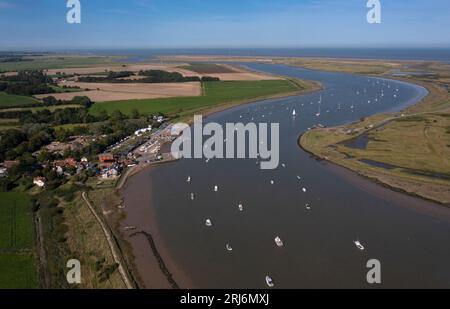 View along coast with Quay at Orford and river Alde ,Suffolk, England,Europe Stock Photo