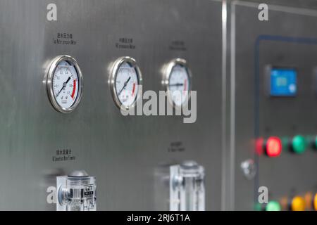 Perm, Russia - June 29, 2023: control panel of the cleaning machine for printed circuit boards Stock Photo