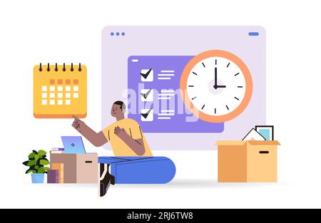 businessman scheduling job project time management concept planning organization working time horizontal Stock Vector