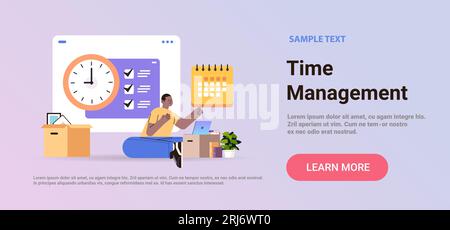 businessman scheduling job project time management concept planning organization working time Stock Vector