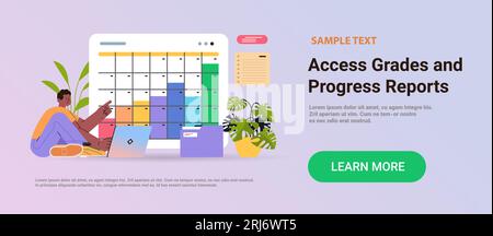 man scheduling job project time management access grades and progress reports concept Stock Vector