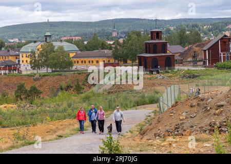 The World heritage Falun Mine, Falun, Sweden. In the picture: Tourists at The Great Pit. Stock Photo