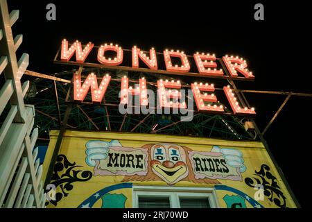 Vintage sign at Denos Wonder Wheel Amusement Park, Brooklyn, New York Stock Photo