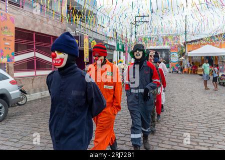 Maragogipe, Bahia, Brazil - February 20, 2023: People have fun and parade in the streets of Maragogipe, Bahia, during the 2023 carnival. Stock Photo