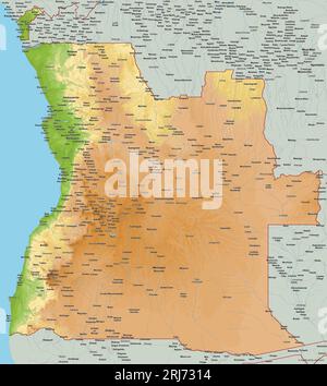 Topographic vector map of Angola Stock Vector