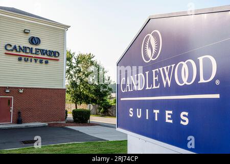 Augusta Georgia,Candlewood Suites IHG hotel,outside exterior,building,sign information,promoting promotion,advertising billboard banner Stock Photo