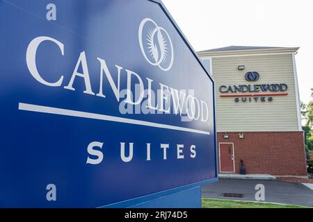 Augusta Georgia,Candlewood Suites IHG hotel,outside exterior,building,sign information,promoting promotion,advertising billboard banner Stock Photo