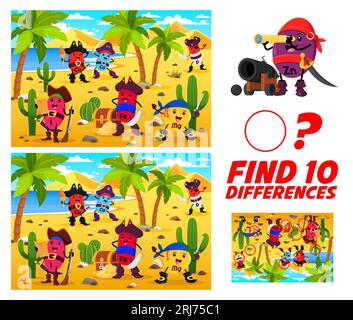 A game for kids find the differences, pirates and a pirate ship on the ...