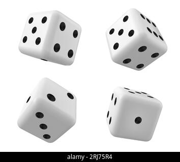 Premium Vector  Rolling dice white roll cubes for gamble games top view  dice sides and falling 3d angles lucky craps realistic vector objects set