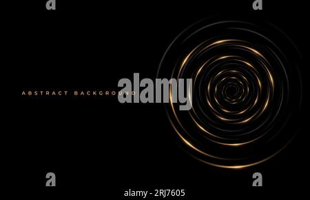 Abstract luxury elegant black and gold vector background with spiral circle lines. Stock Vector