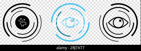 Cyber eye icon set. Vector illustration isolated isolated on transparent background Stock Vector