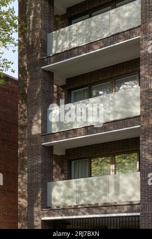 Balconies with glass balustrade. Wellington Road, London, United Kingdom. Architect: Alan Power Architects Ltd, 2022. Stock Photo