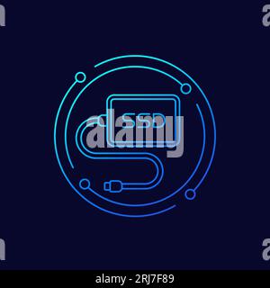 external ssd icon, linear design Stock Vector