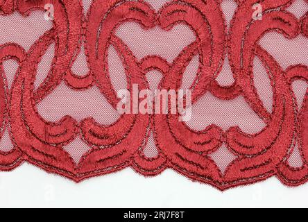 the macro photo of the fabric with lace Stock Photo