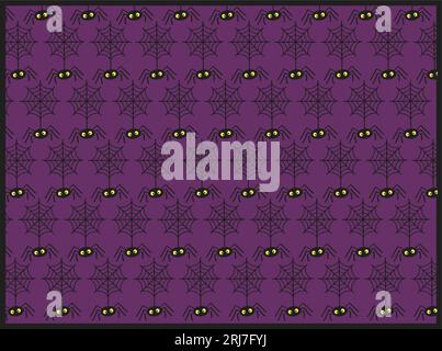 Seamless pattern for Halloween with spiders on purple background. Stock Vector