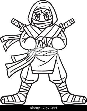 Ninja with Ninjato Isolated Coloring Page for Kids Stock Vector Image ...