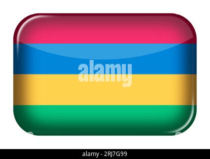 Mauritius map pin flag icon. Mauritian pennant map marker on a metal ...