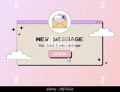 Old computer message, popup window in 90s or 2000s, Y2K retro aesthetic vector illustration Stock Vector