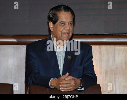 Mumbai, India. 21st Aug, 2023. Independent Director and Non-Executive Chairman, Jio Financial Services Limited (JFSL), KV Kamath seen during the listing ceremony of Jio Financial Services on the Bombay Stock Exchange (BSE) in Mumbai. Jio Financial Services (JFS) is the subsidiary of the Mukesh Ambani led Reliance Industries, listed for trading at the ceremony held at Bombay Stock Exchange (BSE) in Mumbai. (Photo by Ashish Vaishnav/SOPA Images/Sipa USA) Credit: Sipa USA/Alamy Live News Stock Photo