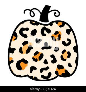 Decorative Cheetah Leopard Pumpkin Illustration Stock Vector