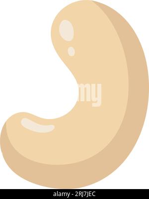Funny cartoon cashew. Cute nut. Vector food illustration isolated on white background. Stock Vector