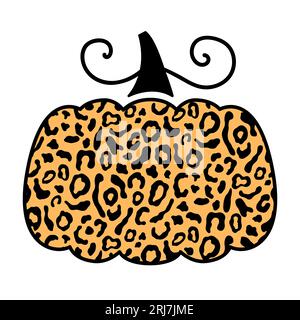 Decorative Cheetah Leopard Pumpkin Illustration Stock Vector