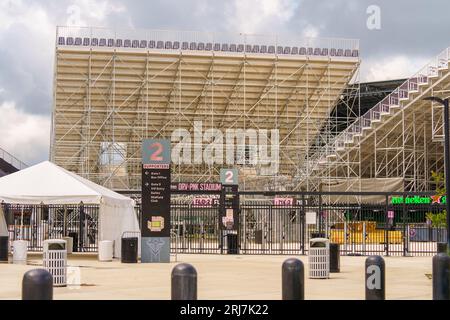 Fort Lauderdale, FL, USA - August 19, 2023: Under the bleachers DRV PNK Stadium Stock Photo