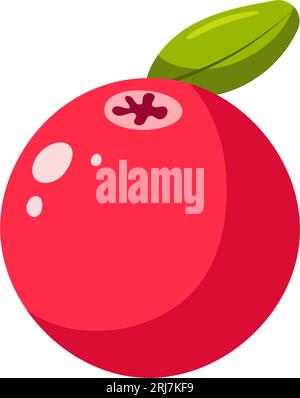 Funny cartoon cranberry. Cute berry. Vector food illustration isolated on white background. Stock Vector