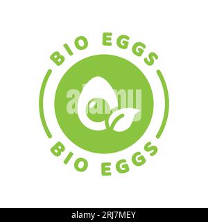 Bio eggs vector label. Organic egg circle icon. Stock Vector